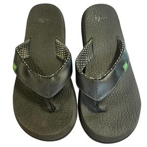 Sanuk WOMEN'S 8 / 40 SANDALS YOGA MAT BLACK Beach FLIP FLOPS SLIP ON Thongs